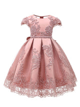Jewel Neck Lace Short Sleeves Short Kids Social Party Princess Dresses-Dbrbridal