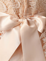 Jewel Neck Lace Sleeveless Short A-Line Bows Red Kids Social Party Dresses-Dbrbridal