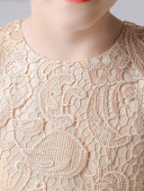 Jewel Neck Lace Sleeveless Short A-Line Bows Red Kids Social Party Dresses-Dbrbridal