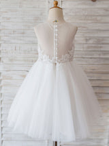 Jewel Neck Lace Sleeveless Short Princess Beaded Kids Social Party Dresses-Dbrbridal