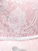 Jewel Neck Long Sleeves Butterfly Formal Kids Princess flower girl dress-Dbrbridal