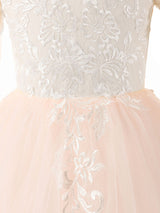 Jewel Neck Long Sleeves Lace Formal Kids Pageant flower girl dresses-Dbrbridal