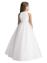 Jewel Neck Organza Sleeveless Ankle Length Princess Pleated Kids Party Dresses-Dbrbridal