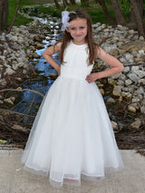 Jewel Neck Organza Sleeveless Ankle Length Princess Pleated Kids Party Dresses-Dbrbridal