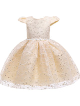 Jewel Neck Polyester Cotton Short Sleeves Short Princess Flowers Kids Social Party Dresses-Dbrbridal