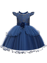 Jewel Neck Polyester Cotton Sleeveless Short Princess Beaded Kids Party Dresses-Dbrbridal