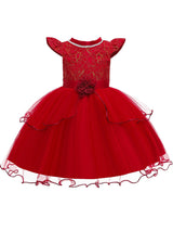 Jewel Neck Polyester Cotton Sleeveless Short Princess Beaded Kids Party Dresses-Dbrbridal