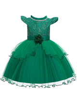 Jewel Neck Polyester Cotton Sleeveless Short Princess Beaded Kids Party Dresses-Dbrbridal