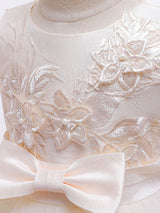 Jewel Neck Polyester Cotton Sleeveless Short Princess Bows Formal Kids Pageant Dress-Dbrbridal