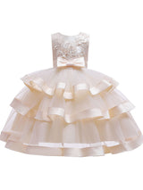 Jewel Neck Polyester Cotton Sleeveless Short Princess Bows Formal Kids Pageant Dress-Dbrbridal