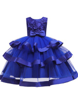 Jewel Neck Polyester Cotton Sleeveless Short Princess Bows Formal Kids Pageant Dress-Dbrbridal