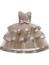 Jewel Neck Polyester Cotton Sleeveless Short Princess Bows Formal Kids Pageant Dress-Dbrbridal