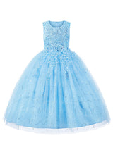 Jewel Neck Polyester Sleeveless Ankle Length Ball Gown Bows Kids Party Dresses-Dbrbridal