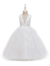 Jewel Neck Polyester Sleeveless Ankle-Length Bows Formal Kids Pageant flower girl dresses-Dbrbridal