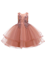 Jewel Neck Polyester Sleeveless Short Ball Gown Bows Kids Social Party Dresses-Dbrbridal