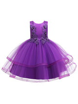 Jewel Neck Polyester Sleeveless Short Ball Gown Bows Kids Social Party Dresses-Dbrbridal