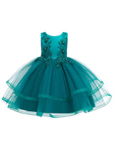 Jewel Neck Polyester Sleeveless Short Ball Gown Bows Kids Social Party Dresses-Dbrbridal
