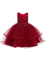 Jewel Neck Polyester Sleeveless Short Ball Gown Bows Kids Social Party Dresses-Dbrbridal
