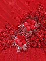 Jewel Neck Polyester Sleeveless Short Princess Bows Kids Party Dresses-Dbrbridal