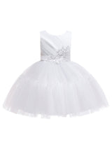 Jewel Neck Polyester Sleeveless Short Princess Bows Kids Party Dresses-Dbrbridal