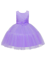 Jewel Neck Polyester Sleeveless Short Princess Bows Kids Party Dresses-Dbrbridal
