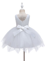 Jewel Neck Polyester Sleeveless Short Princess Bows Kids Social Party Dresses-Dbrbridal