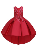 Jewel Neck Polyester Sleeveless With Train Princess Bows Formal Kids Pageant flower girl dresses-Dbrbridal