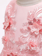 Jewel Neck Polyester Sleeveless With Train Princess Bows Formal Kids Pageant flower girl dresses-Dbrbridal