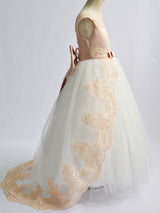 Jewel Neck Satin Fabric Sleeveless With Train Princess Lace Kids Party Dresses-Dbrbridal