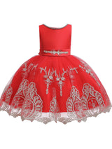 Jewel Neck Short Sleeves Bows Kids Social Party Dresses-Dbrbridal