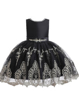 Jewel Neck Short Sleeves Bows Kids Social Party Dresses-Dbrbridal
