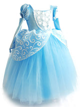 Jewel Neck Short Sleeves Pleated Kids Party Dresses Cinderella Princess Dress-Dbrbridal
