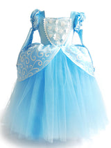 Jewel Neck Short Sleeves Pleated Kids Party Dresses Cinderella Princess Dress-Dbrbridal
