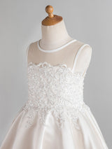 Jewel Neck Sleeveless Beaded Kids Party Dresses-Dbrbridal