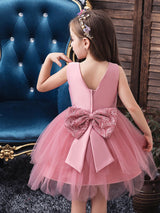 Jewel Neck Sleeveless Bows Formal Kids Pageant flower girl dresses-Dbrbridal