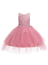 Jewel Neck Sleeveless Bows Formal Kids Pageant flower girl dresses-Dbrbridal