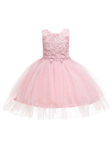 Jewel Neck Sleeveless Bows Formal Kids Pageant flower girl dresses-Dbrbridal