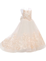 Jewel Neck Sleeveless Bows Kids Social flower girl dress-Dbrbridal