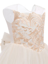 Jewel Neck Sleeveless Bows Kids Social flower girl dress-Dbrbridal