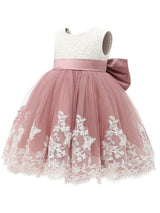 Jewel Neck Sleeveless Bows Kids Social Party Dresses-Dbrbridal