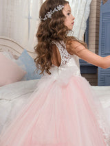 Jewel Neck Sleeveless Butterfly Formal Kids Princess Dresses-Dbrbridal