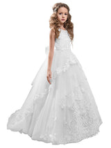 Jewel Neck Sleeveless Butterfly Formal Kids Princess Dresses-Dbrbridal