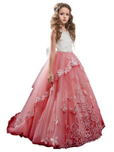 Jewel Neck Sleeveless Butterfly Formal Kids Princess Dresses-Dbrbridal