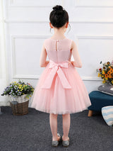 Jewel Neck Sleeveless Embroidered Kids Social Party Dresses-Dbrbridal