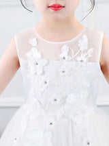 Jewel Neck Sleeveless Embroidered Kids Social Party Dresses-Dbrbridal