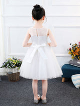 Jewel Neck Sleeveless Embroidered Kids Social Party Dresses-Dbrbridal