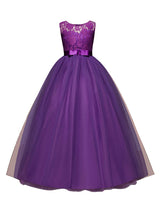 Jewel Neck Sleeveless Floor Length Bows Formal flower girl dress-Dbrbridal