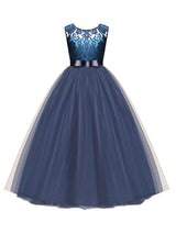 Jewel Neck Sleeveless Floor Length Bows Formal flower girl dress-Dbrbridal