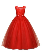 Jewel Neck Sleeveless Floor Length Bows Formal flower girl dress-Dbrbridal