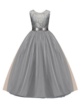 Jewel Neck Sleeveless Floor Length Bows Formal flower girl dress-Dbrbridal